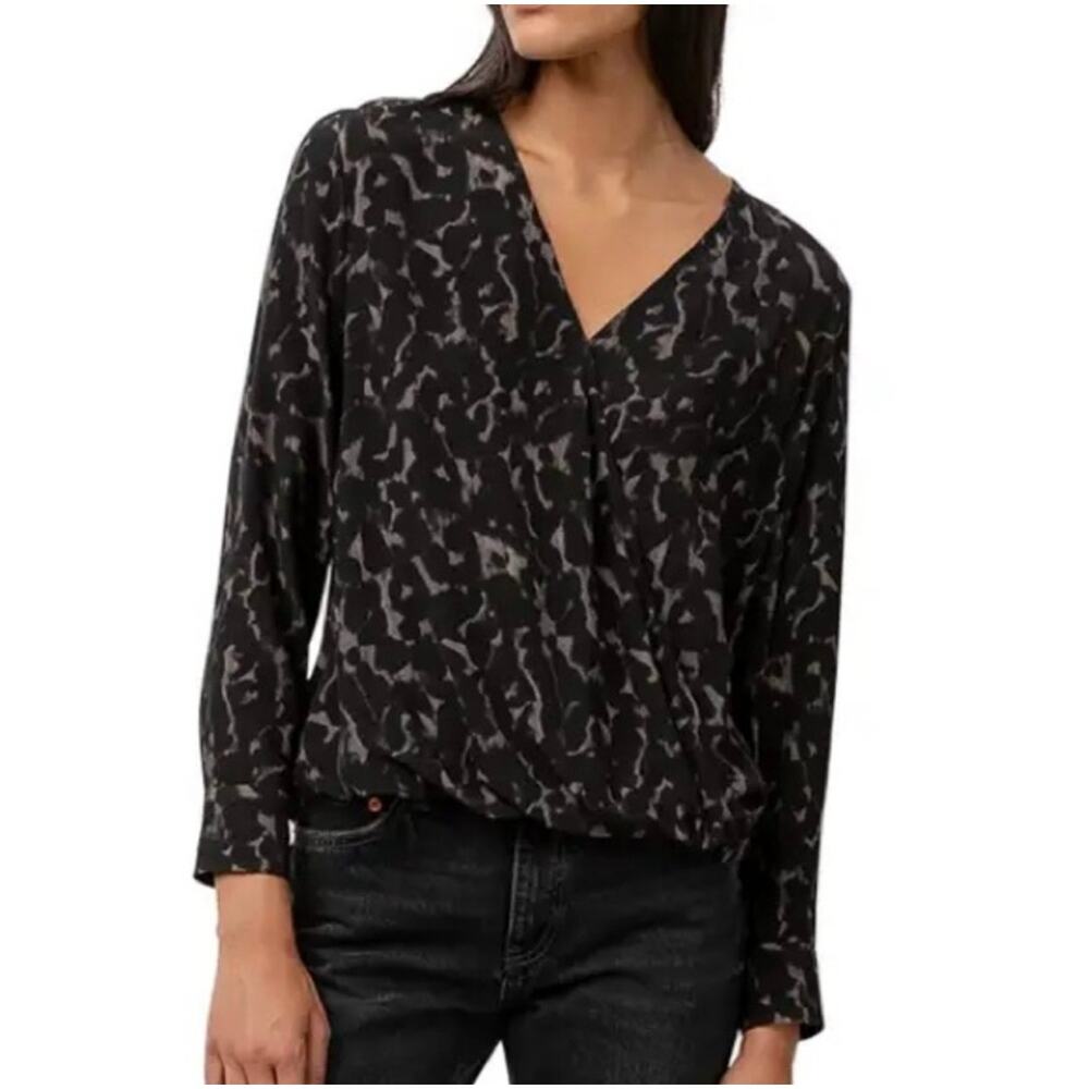 Rails Hillary Diffused Cheetah Black Gray Top Blouse XS NWT